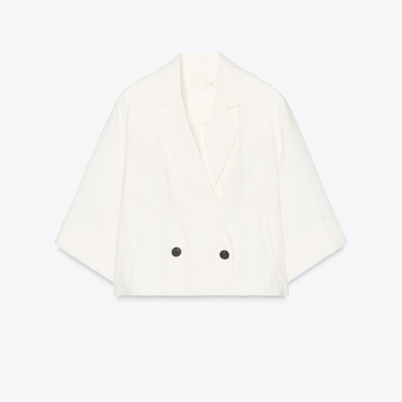 ZARA white cropped double breasted blazer NWT - Picture 5 of 10